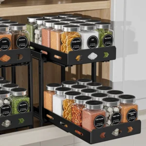 2-Tier Pull Out Spice Rack Organizer for Kitchen Cabinets